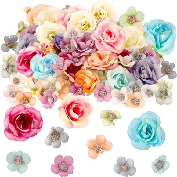 174 Pieces Mini Flower Heads Silk Daisy Rose Head Flowers, 2 cm and 4 cm - Picture 5 of 6